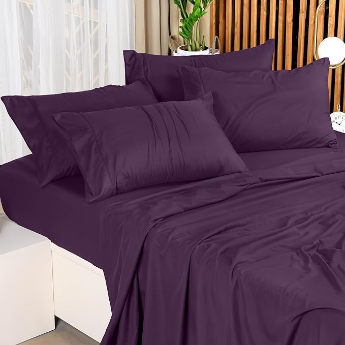 Utopia Bedding King Bed Sheets Set - 4 Piece Bedding - Brushed Microfiber - Shrinkage and Fade Resistant - Easy Care (King, Purple) - LeafyLoom