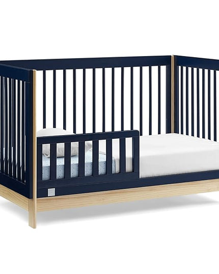 Delta Children babyGap Tate 4-in-1 Convertible Crib + Brannan Bear Bookcase with Bins + Brannan Bear Wall Shelf with 4 Hooks, Navy/Natural (Bundle) - LeafyLoom
