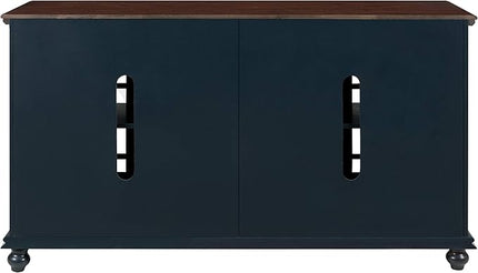 Martin Svensson Home Palisades TV Stand, 63" W x 35" H, Catalina Blue with Coffee Top - LeafyLoom