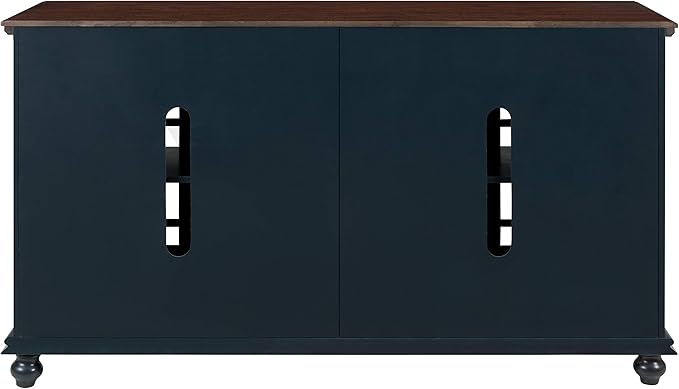 Martin Svensson Home Palisades TV Stand, 63" W x 35" H, Catalina Blue with Coffee Top - LeafyLoom