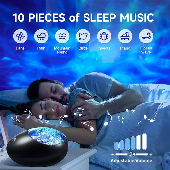 One Fire Gifts Box Galaxy Projector Light with 10 White Noise & Bluetooth Music, Remote Timer Galaxy Lights for Bedroom, Room Decor OneFire