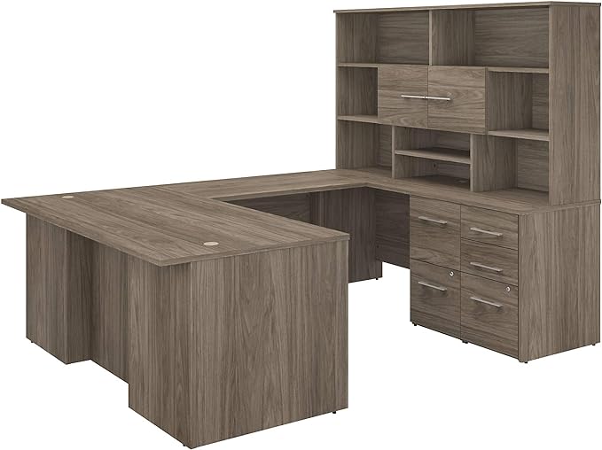Bush Business Furniture 500 Home Office Desk, 72W, Modern Hickory - LeafyLoom