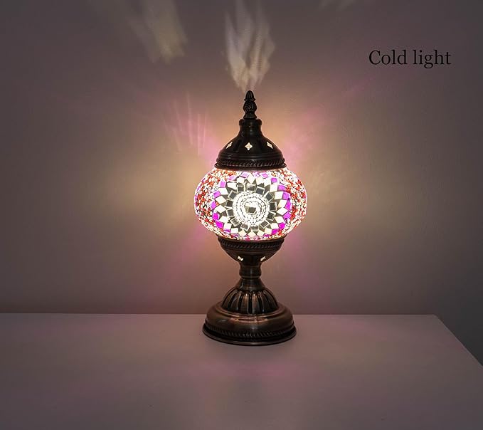Turkish Mosaic Lamp Bohemian Tiffany Style Moroccan Stained Glass Decorative Bedside Lamps - LeafyLoom