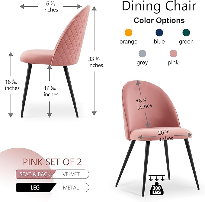 NicBex Haerin-SD-00330-LWJ Dining Chairs, 21.3"x20.5"x33.1", Pink - LeafyLoom