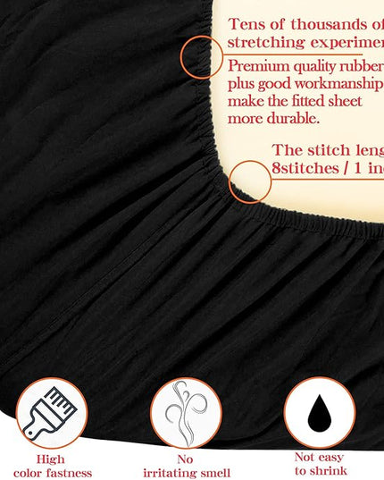 NTBAY Toddler Bedding Set - 4 Piece Soft and Breathable Crib Bedding Set for Boys and Girls, Includes Quilted Comforter, Fitted Sheet, Flat Top Sheet and Envelope Pillowcase, Black - LeafyLoom