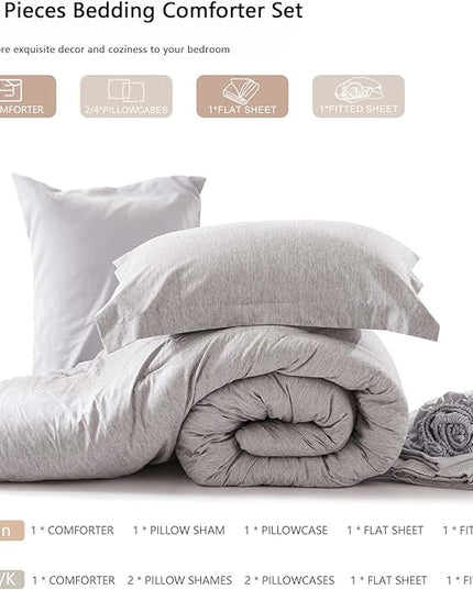 UNILIBRA Twin Comforter Set - 5 Pieces Bed in a Bag Twin Size Grey Soft for All Seasons - Cationic Dyeing Bedding Comforter Sets with Comforter, Flat Sheet, Fitted Sheet, Pillowcases & Shams - LeafyLoom