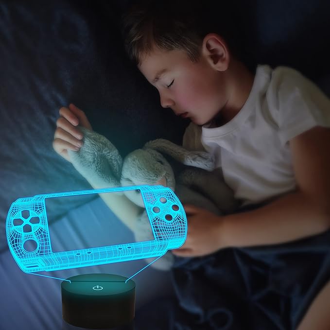 Attivolife Gameped 3D Illusion Lamp, handheld Game Console Night Light with Remote Control + Timer 16 Color Change Lamps Kids Gamer Room Decor Plug in Cool Festival Birthday Gifts for Boys Men Child - LeafyLoom