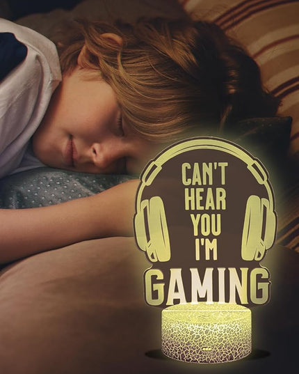 Gamer Lamp, 16 Colors Changing Can't Hear You I'm Gaming Night Light with Remote, Headset Graphic Video Games Gamer Gift for Men Boys Girls Teens Kids Birthday Christmas, Gaming Room Decor - LeafyLoom