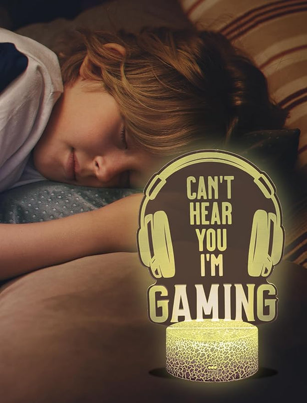Gamer Lamp, 16 Colors Changing Can't Hear You I'm Gaming Night Light with Remote, Headset Graphic Video Games Gamer Gift for Men Boys Girls Teens Kids Birthday Christmas, Gaming Room Decor - LeafyLoom