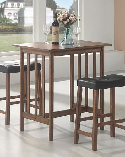 NicBex Kitchen Table for 2 Dining Room Table Set 3-Piece Counter Dining Set Bar Kitchen Table Set with Upholstered Stools for Small Space, Breakfast Nook, Brown - LeafyLoom