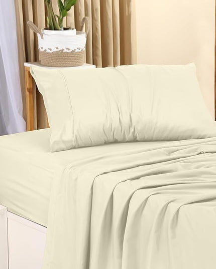 Utopia Bedding Twin Bed Sheets Set - 3 Piece Bedding - Brushed Microfiber - Shrinkage and Fade Resistant - Easy Care (Twin, Ivory) - LeafyLoom