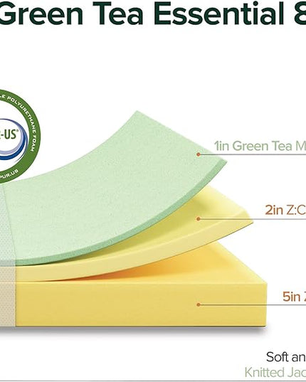 ZINUS 8 Inch Green Tea Essential Memory Foam Mattress, Queen, Mattress in A Box, Affordable Mattress, CertiPUR-US Certified - LeafyLoom