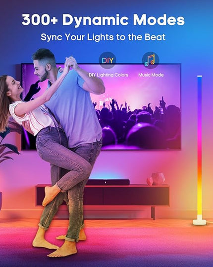 sympa RGB+IC Floor Lamp-63''Smart LED Corner Lamp with Alexa,Color Changing Standing Floor Lamp with 16 Million DIY Colors and Music Sync,Modern Floor Lamp for Living Room,Bedroom and Gaming Room - LeafyLoom