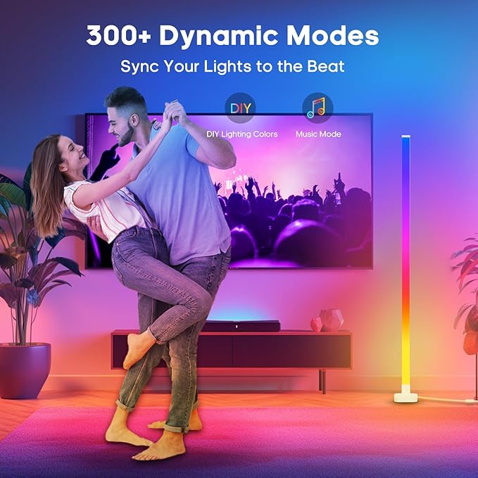 sympa RGB+IC Floor Lamp-63''Smart LED Corner Lamp with Alexa,Color Changing Standing Floor Lamp with 16 Million DIY Colors and Music Sync,Modern Floor Lamp for Living Room,Bedroom and Gaming Room - LeafyLoom