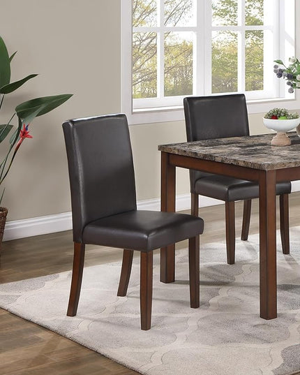NicBex 5 Piece Dining Table Set Kitchen Table with Bench Classic Stylish 5Pc Dining Set Kitchen Dinette Faux Marble Top Table Bench and 3X Chairs Faux Leather Cushions Seats, Espresso - LeafyLoom