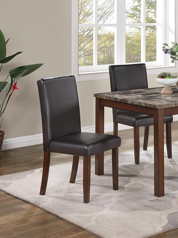 NicBex 5 Piece Dining Table Set Kitchen Table with Bench Classic Stylish 5Pc Dining Set Kitchen Dinette Faux Marble Top Table Bench and 3X Chairs Faux Leather Cushions Seats, Espresso - LeafyLoom