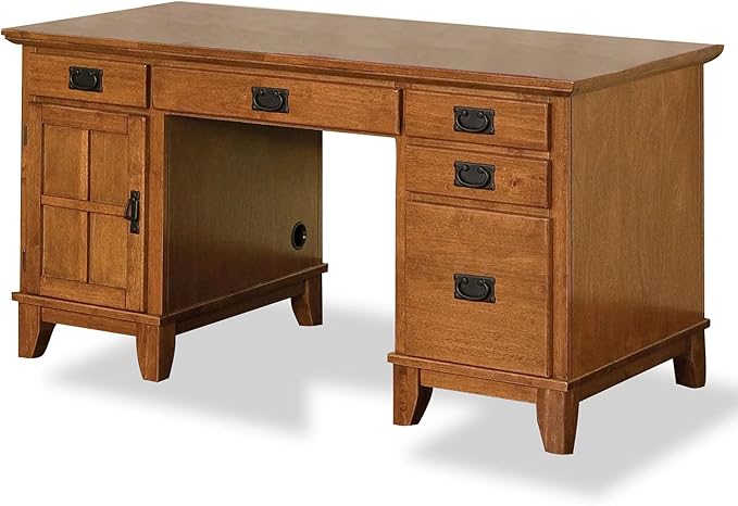 Home Styles Arts and Crafts Cottage Oak Double Pedestal Desk by Home Styles - LeafyLoom