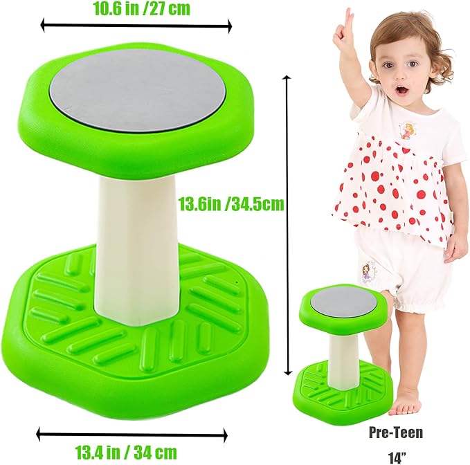 Active Chairs Kids Preschool Wobble Stool - Alternative Flexible Seating Balance Wiggle Stool for Classroom,Preschool,Kindergarten&Elementary School,Active Sensory Chairs,Ages3-8,Green(14in) - LeafyLoom