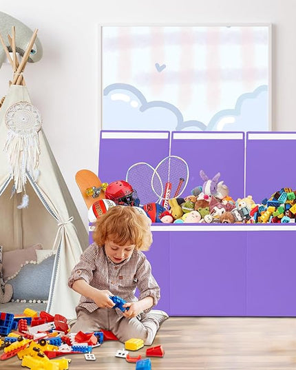 Extra Large Toy Box for Girls Boys - Collapsible Toy Chest Boxes Organizers and Storage for Nursery,Playroom,Office (Violet) 35.8"x12.6"x16" - LeafyLoom