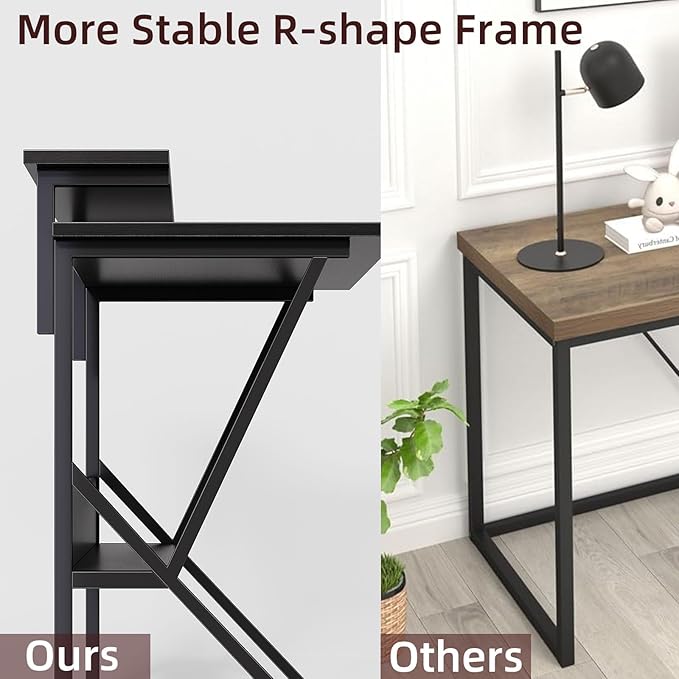 COTUBLR Small Desk, 27.5 Inch Small Computer Desk for Small Spaces, Computer Desk with Adjustable Monitor Stand, Compact Desk with Storage, Tiny Desk Study Desk for Bedroom Home Office, Black - LeafyLoom