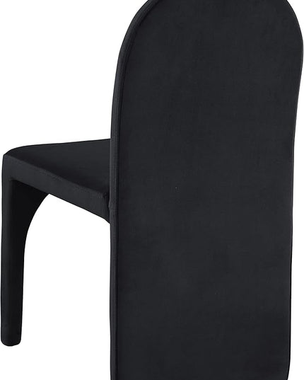 Meridian Furniture Summer Collection Modern | Contemporary Velvet Upholstered Dining Side Chair with Steel Frame, Set of 2, Black - LeafyLoom