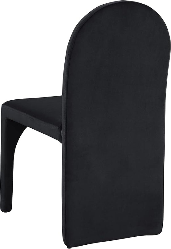 Meridian Furniture Summer Collection Modern | Contemporary Velvet Upholstered Dining Side Chair with Steel Frame, Set of 2, Black - LeafyLoom