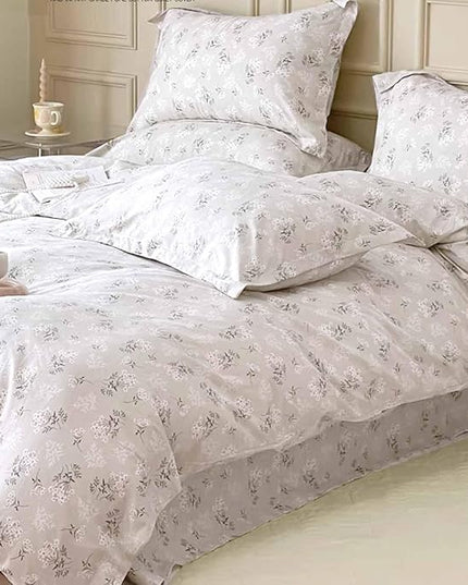 Nanko Beige Floral Comforter Set Queen Size 3 Pcs, Cream Tan Flower Print Pattern Soft Microfiber Down Alternative Duvet Insert, Farmhouse Bedding Sets Bed in a Bag for Women Men, 90 x 90 inch - LeafyLoom