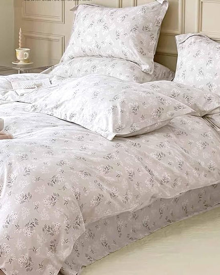 Nanko Beige Floral Comforter Set King Size 3 Pcs, Cream Tan Flower Print Pattern Soft Microfiber Down Alternative Duvet Insert, Farmhouse Bedding Sets Bed in a Bag for Women Men, 104 x 90 inch - LeafyLoom