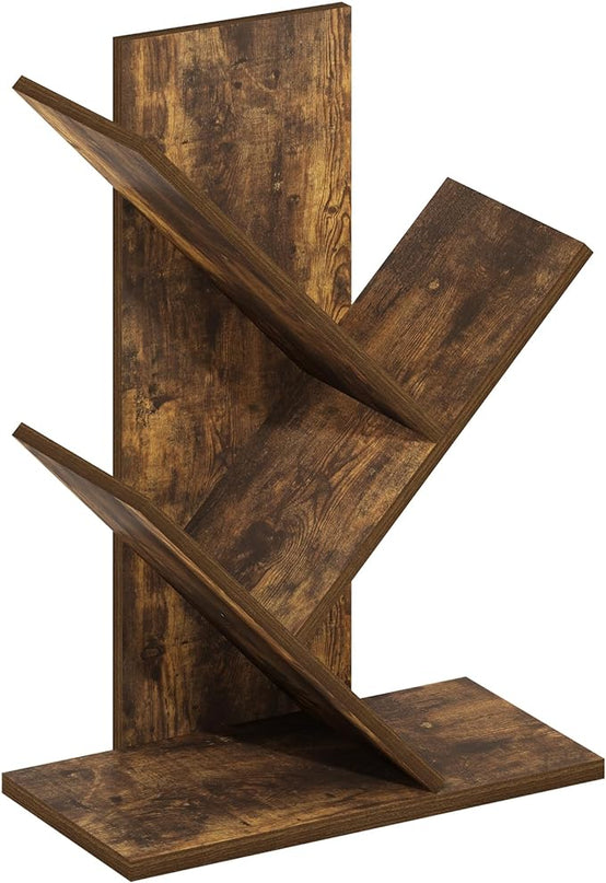 Furinno Tree Bookshelf 3-Tier Floor Standing Tree Bookcase, Amber Pine - LeafyLoom