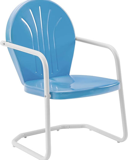 Crosley Furniture KO10004BL Griffith 3-Piece Retro Metal Outdoor Seating Set with Table and 2 Chairs, Sky Blue - LeafyLoom