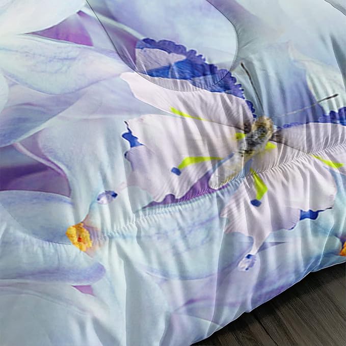 Kid Galloping Horse Comforter Set Floral Butterfly Horse Bedding Set for Boys Girls Adult, 1 Comforter + 2 Pillowcases - LeafyLoom