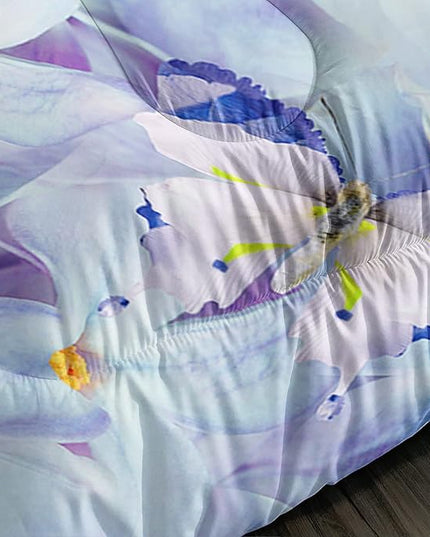 Kid Galloping Horse Comforter Set Floral Butterfly Horse Bedding Set for Boys Girls Adult, 1 Comforter + 2 Pillowcases - LeafyLoom