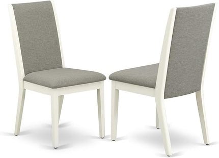 East West Furniture NDLA3-LWH-06 Norden 3 Piece Dining Set for Small Spaces Contains a Rectangle Wooden Table with Dropleaf and 2 Shitake Fabric Parson Chairs, 30x48 Inch, Linen White - LeafyLoom