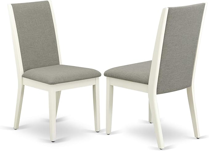 East West Furniture NDLA3-LWH-06 Norden 3 Piece Dining Set for Small Spaces Contains a Rectangle Wooden Table with Dropleaf and 2 Shitake Fabric Parson Chairs, 30x48 Inch, Linen White - LeafyLoom