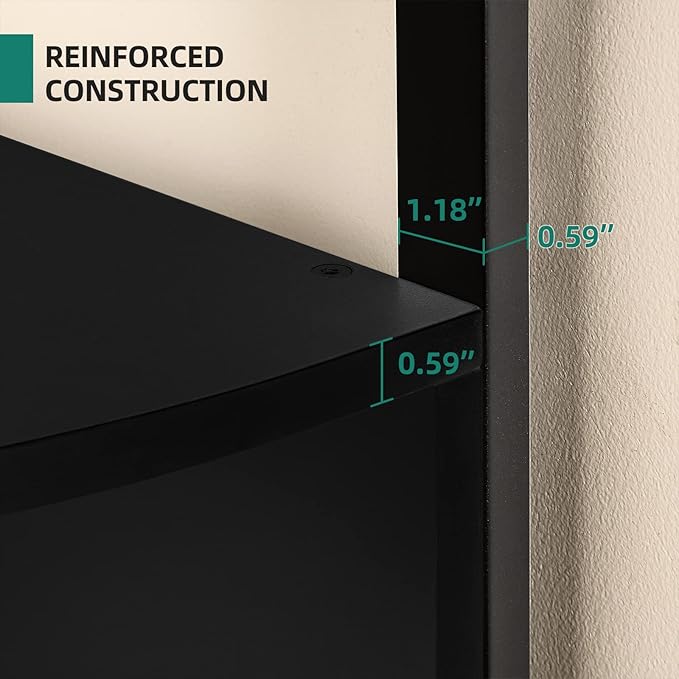 YITAHOME 6-Tier Corner Shelf, 68.8" Tall Modern Free Standing Zigzag Corner Bookshelf, 6 Shelf Display Corner Bookcase Open Small Book Shelves for Living Room, Home Office, Small Space, Black - LeafyLoom