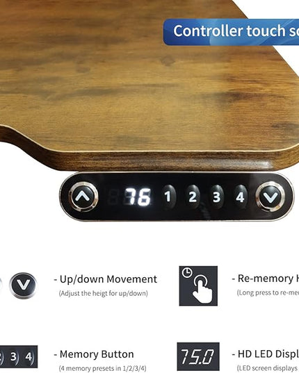 Adjustable Height L-Shaped Electric 59 Inch Sit-Stand Computer Desk with 3 Splice Boards, Lockable Casters-Ideal for Home Office, 59Inch, Rustic Brown - LeafyLoom