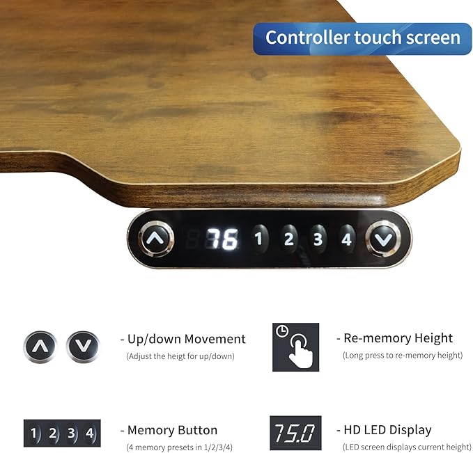 Adjustable Height L-Shaped Electric 59 Inch Sit-Stand Computer Desk with 3 Splice Boards, Lockable Casters-Ideal for Home Office, 59Inch, Rustic Brown - LeafyLoom