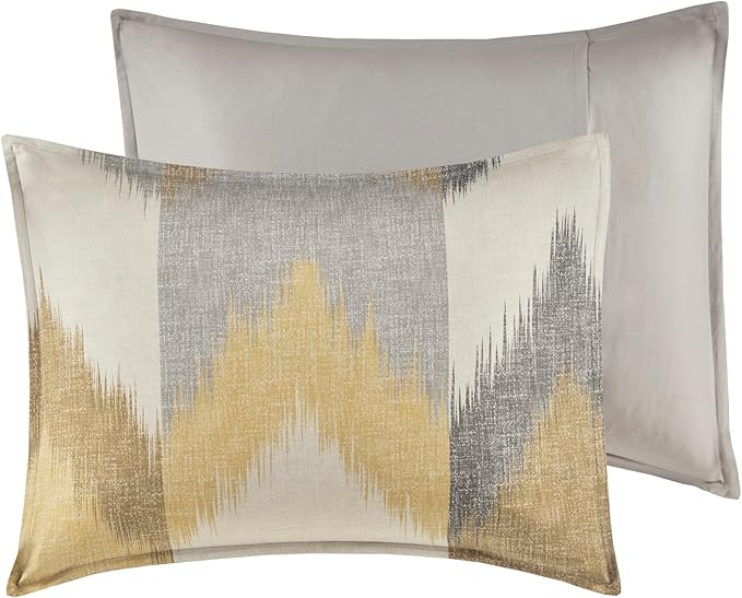 INK+IVY King Size Comforter Set, Cozy Cotton Comforter, All Season, Lightweight Comforter King Bed Set with 2 Matching Shams, Modern Cabin Lodge Ikat Chevron Design, Yellow King/Cal King 3 Piece - LeafyLoom