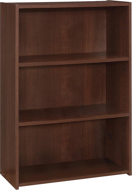 Monarch Specialties I BOOKCASE-36 H/Cherry with 3 Shelves Bookcase, Red - LeafyLoom