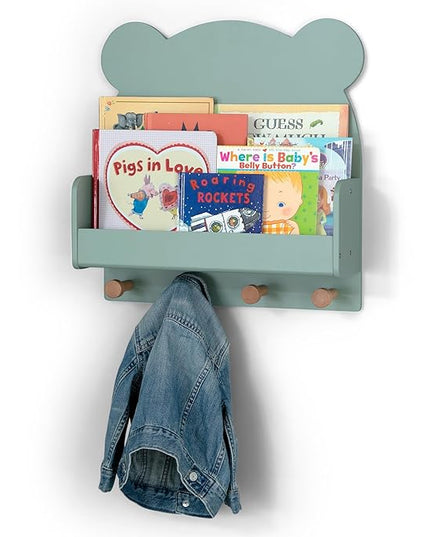 Delta Children babyGap Oxford 6-in-1 Convertible Crib + Brannan Bear Bookcase with Bins + Brannan Bear Wall Shelf with 4 Hooks, Navy/Natural (Bundle) - LeafyLoom