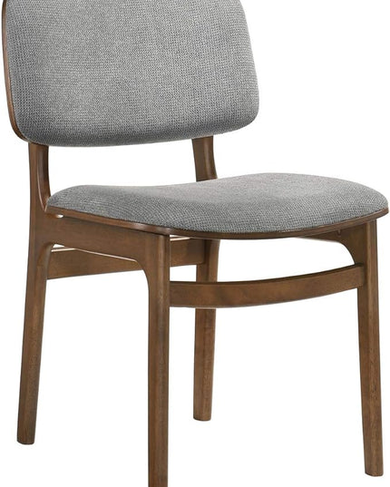 Armen Living Lima Wood Dining Accent Chairs Finish Fabric-Set of 2, 20" Wide, 22"D x 20"W x 31.5"H, Walnut/Grey - LeafyLoom