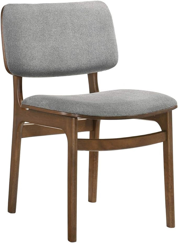 Armen Living Lima Wood Dining Accent Chairs Finish Fabric-Set of 2, 20" Wide, 22"D x 20"W x 31.5"H, Walnut/Grey - LeafyLoom