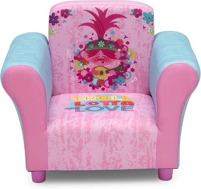 Delta Children Kids Character Upholstered Chair, Trolls World Tour - LeafyLoom