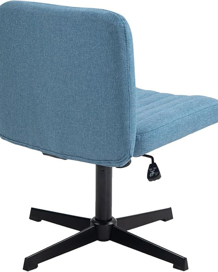 Panana Office Chair Fabric Padded Seat Armless Desk Chair Swivel Computer Task Chair Mid-Back No Wheels Accent Chair (Blue) - LeafyLoom