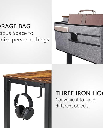AHB Rolling Computer Desk with 4 Smooth Wheels, Simple Style Mobile Writing Desk Home Office Study Table Movable Workstation with Metal Frame (Brown, 32") - LeafyLoom