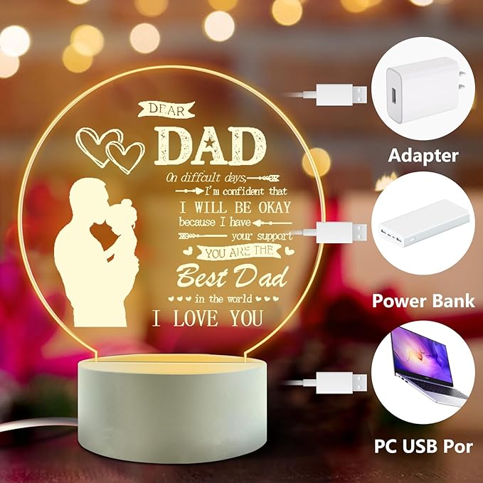 I Love My Dad-Best Dad Birthday Gifts from Daughter Son-Dad Birthday Gifts Night Light-Room Decoration Dad's Gifts. - LeafyLoom