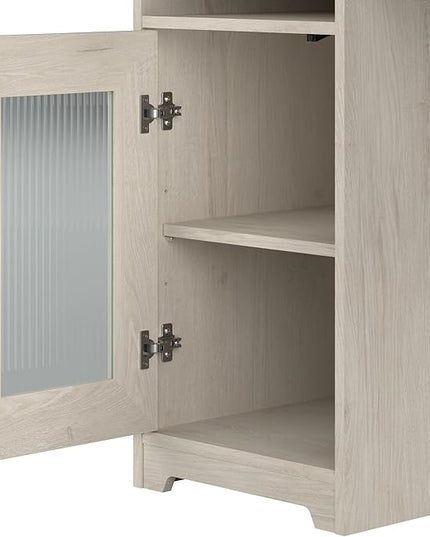 Bush Furniture Cabot 60W L Shaped Computer Desk with Storage in Linen White Oak - LeafyLoom