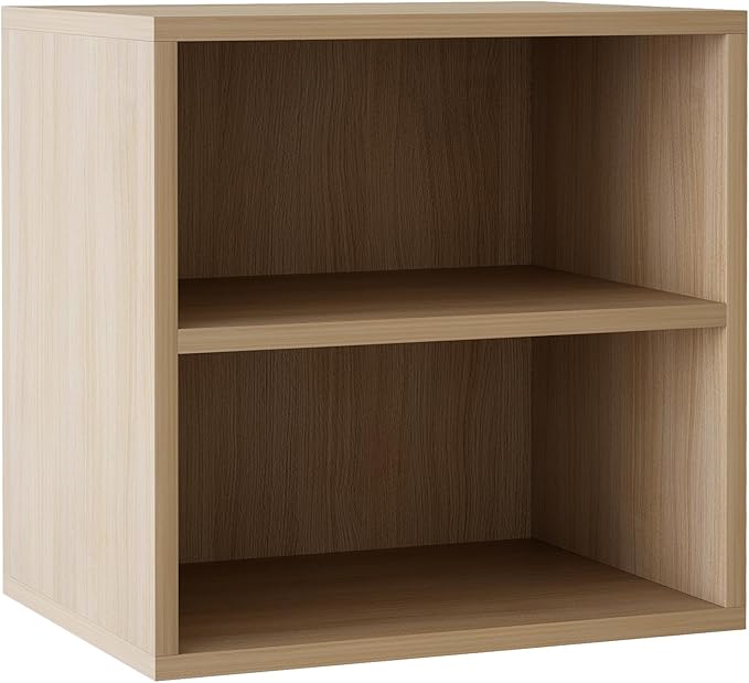 Storage Cube 2 Tires Natural Stackable Storage Shelf, Cubby Organizer Wooden Display Shelf Closet Organizer,Modern Cubical Bookcase Compact Storage Cabinet for Living Room Bedroom Office - LeafyLoom