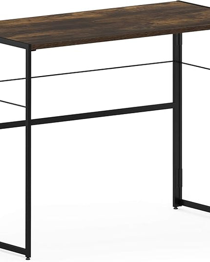 Furinno Riau No Tool/No Assembly/Folding Metal Frame Computer Desk, Rustic Oak/Black, 39 Inch - LeafyLoom