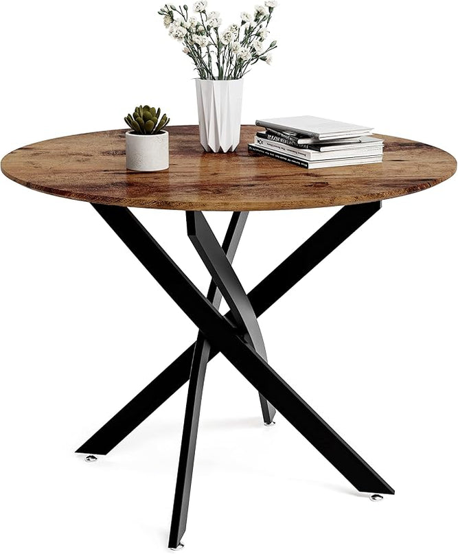 Round Dining Table for 2-4, 31.5 Inch Wood Circle Small Kitchen Table with Black Legs Modern Dining Room Table for Kitchen Dining Room (Wood) - LeafyLoom
